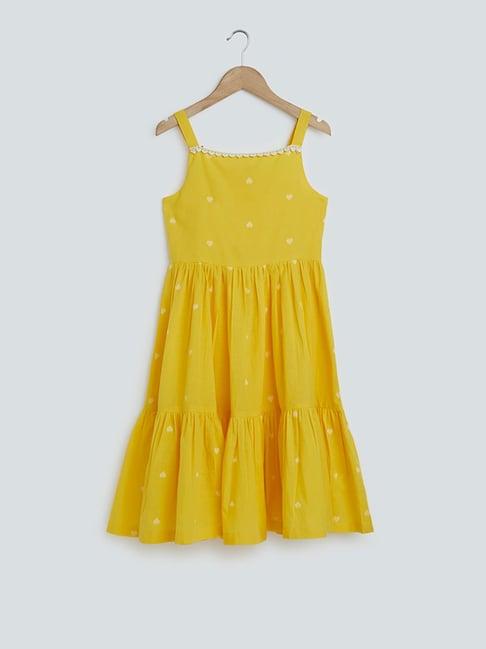 utsa kids by westside yellow heart printed dress