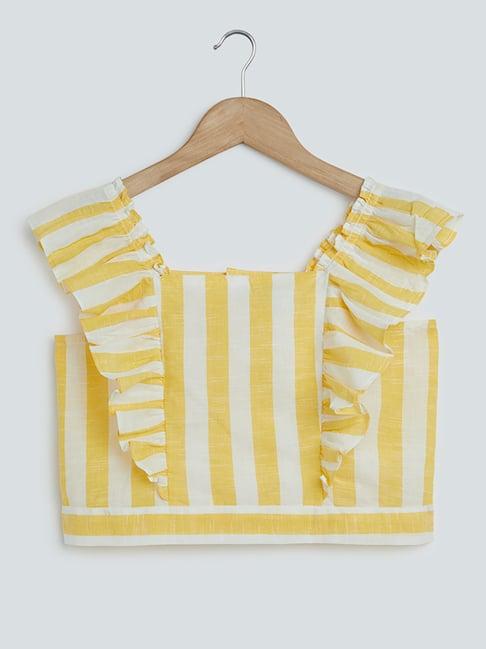 utsa kids by westside yellow stripe printed top