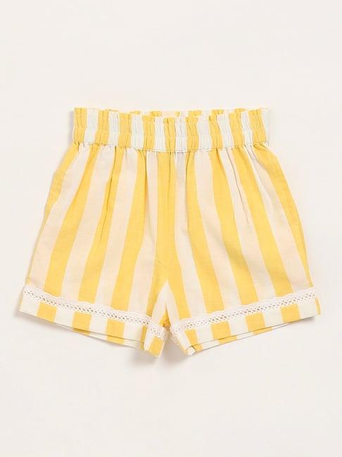 utsa kids by westside yellow striped shorts