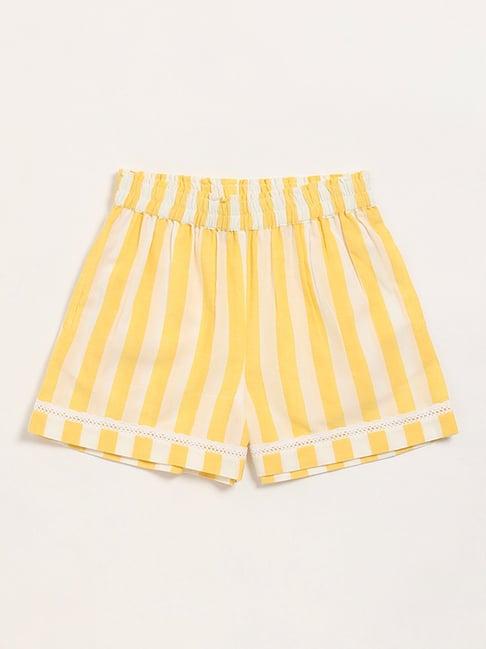 utsa kids by westside yellow striped shorts