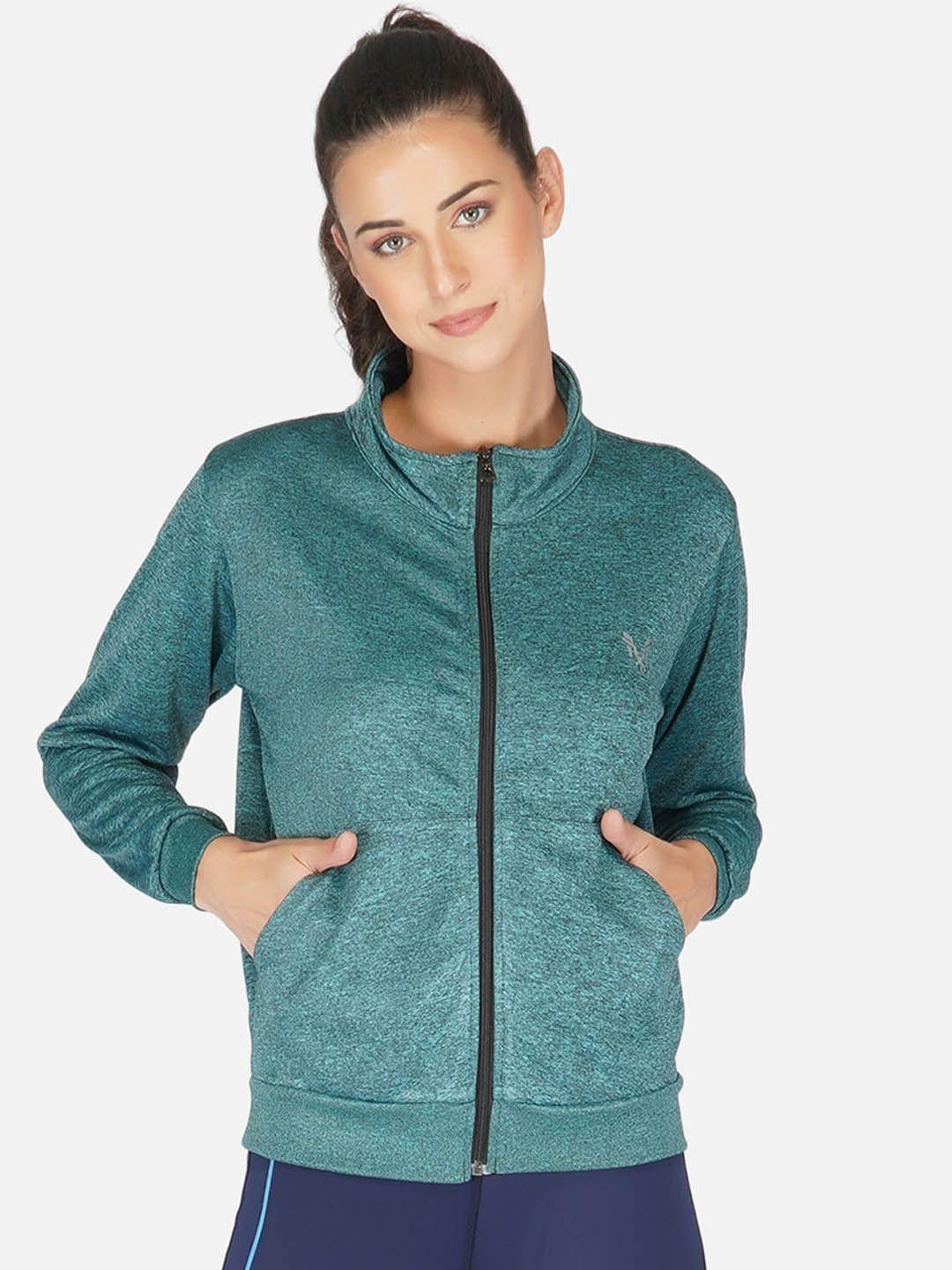 uzarus self design mock collar lightweight sporty jacket