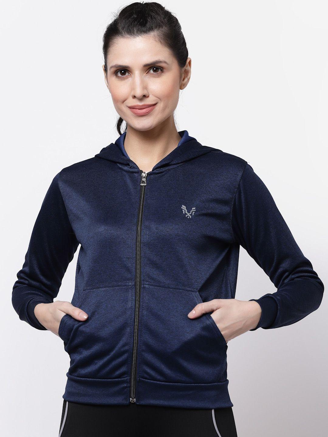 uzarus women navy blue lightweight sporty jacket