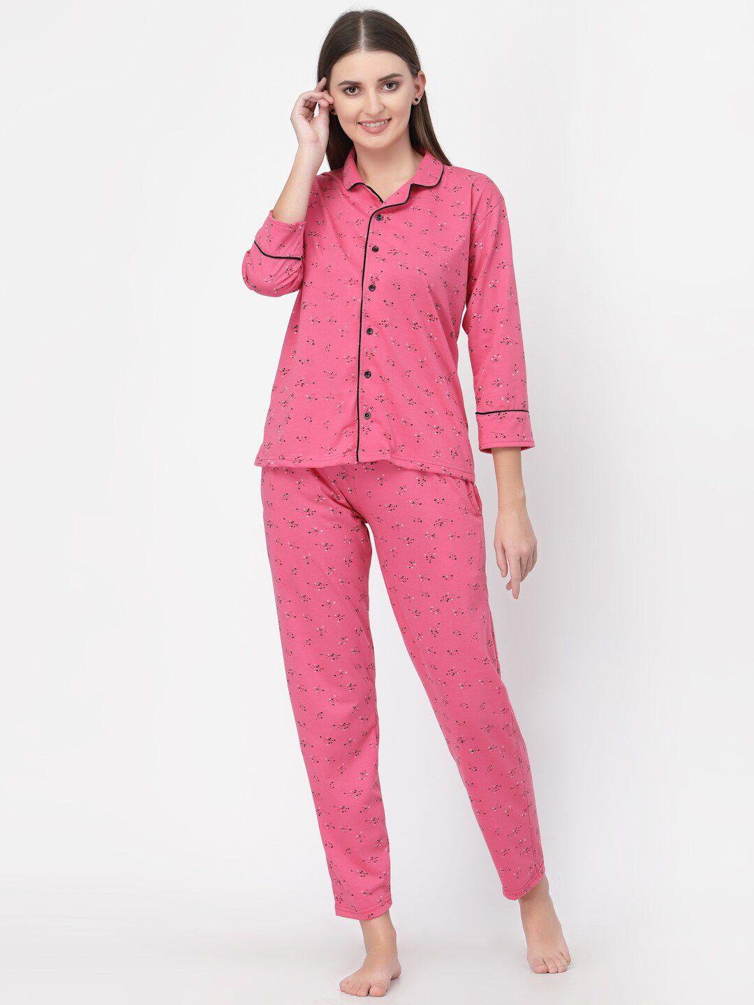 uzarus women pink printed night suit