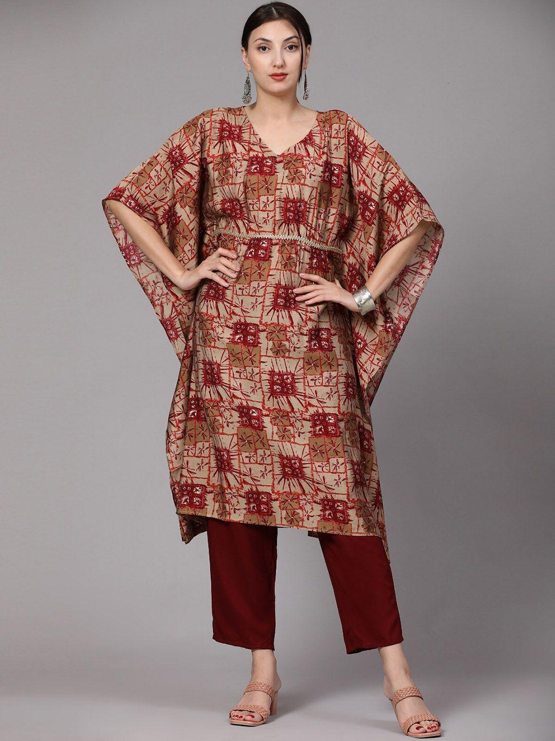 v tradition ethnic motifs printed regular kurta with trousers