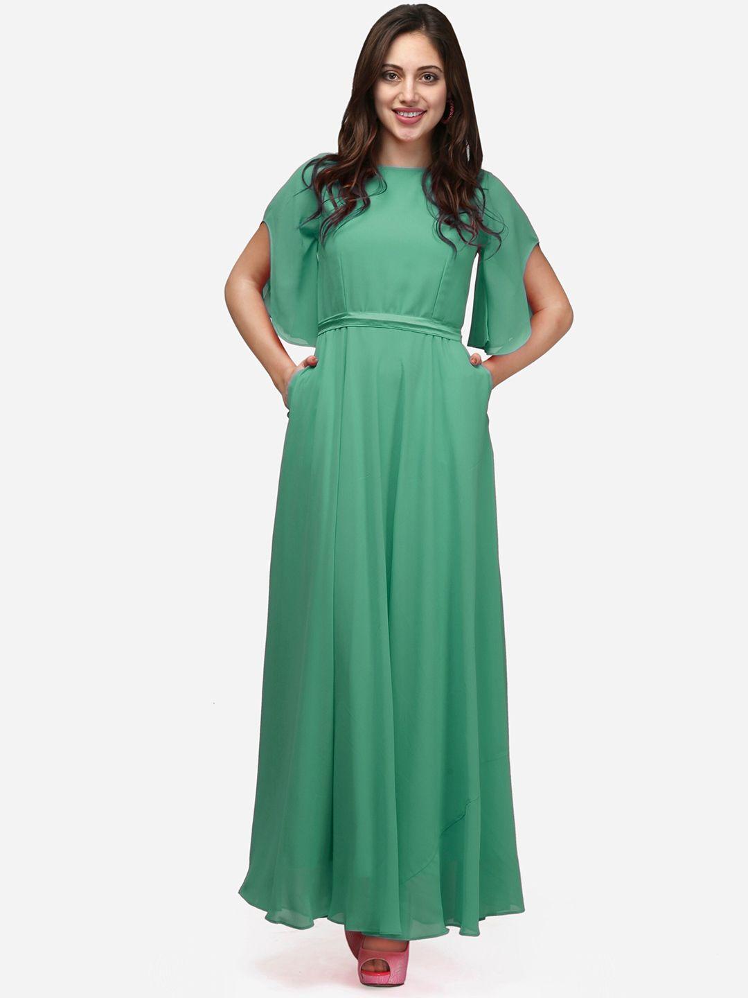 v&m green georgette maxi dress