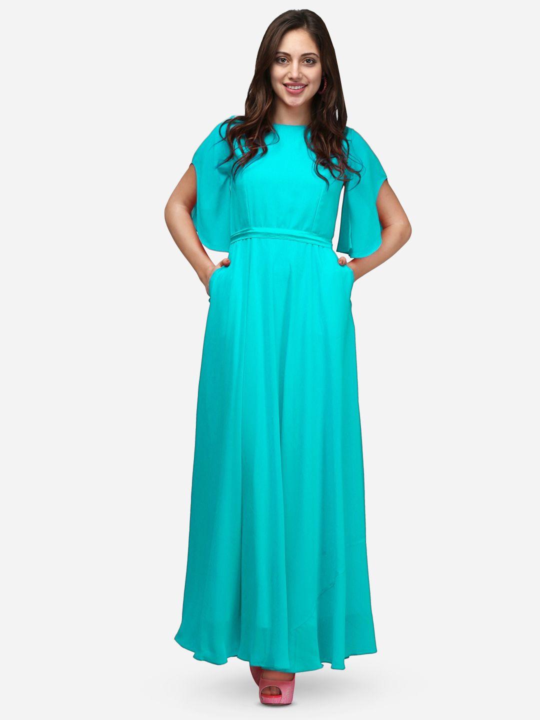 v&m sea green georgette maxi dress