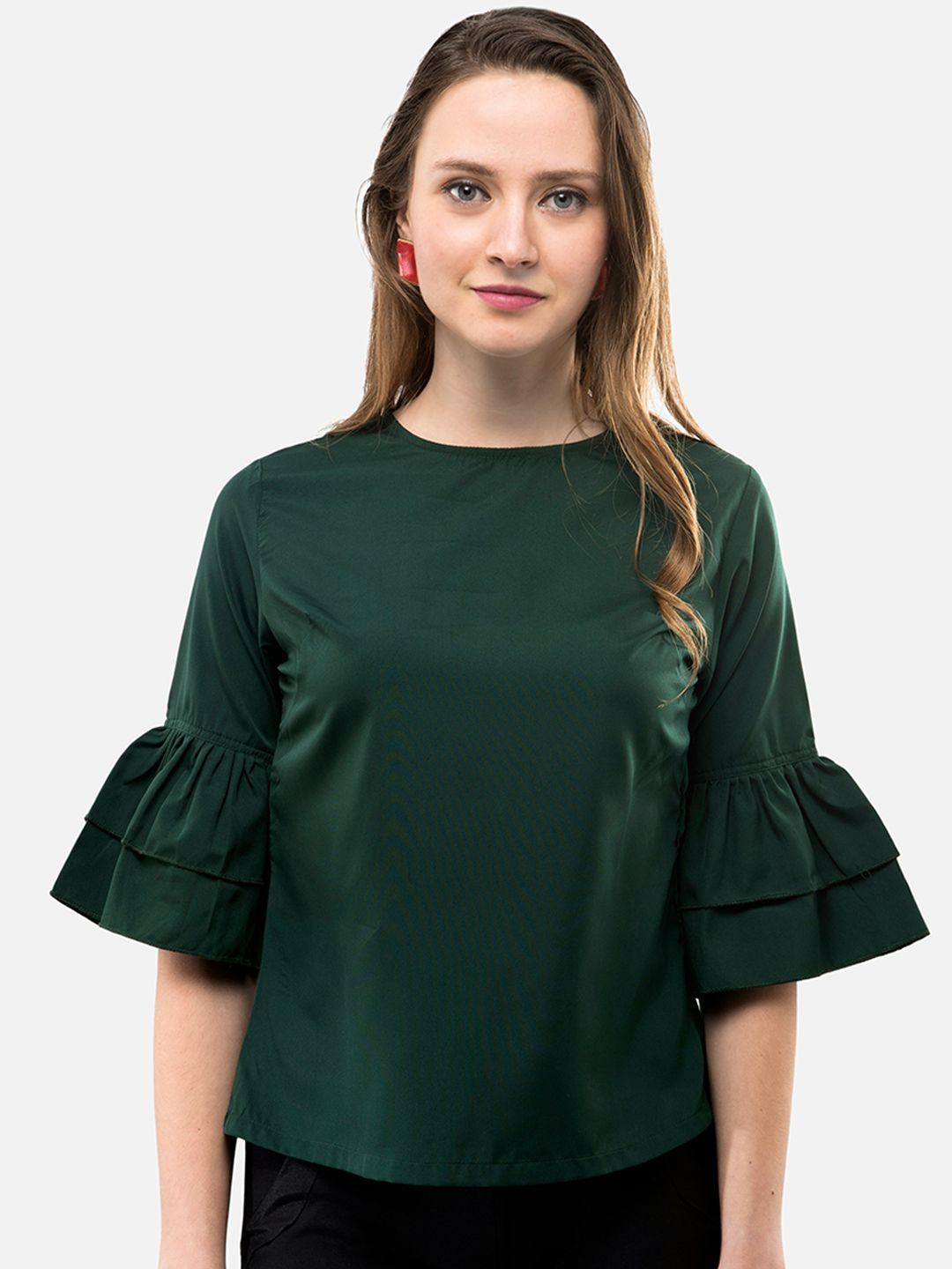 v&m women green solid top