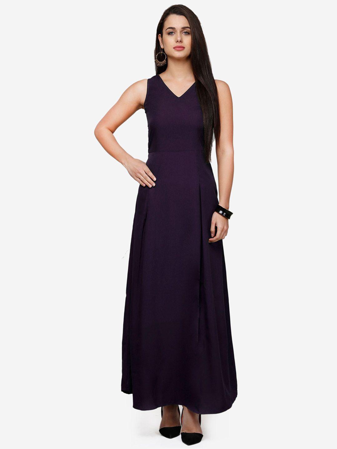 v&m women purple crepe maxi dress