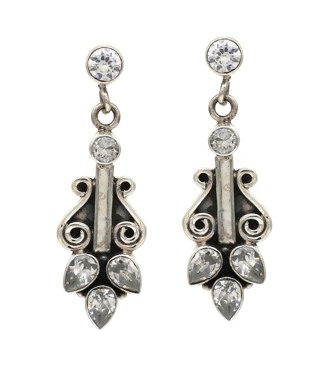 v and a jewels leaf earring in cubic zirconia gemstone