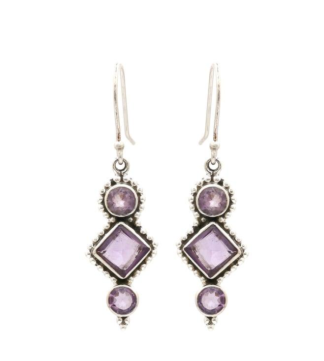 v and a jewels sterling silver earring in amethyst