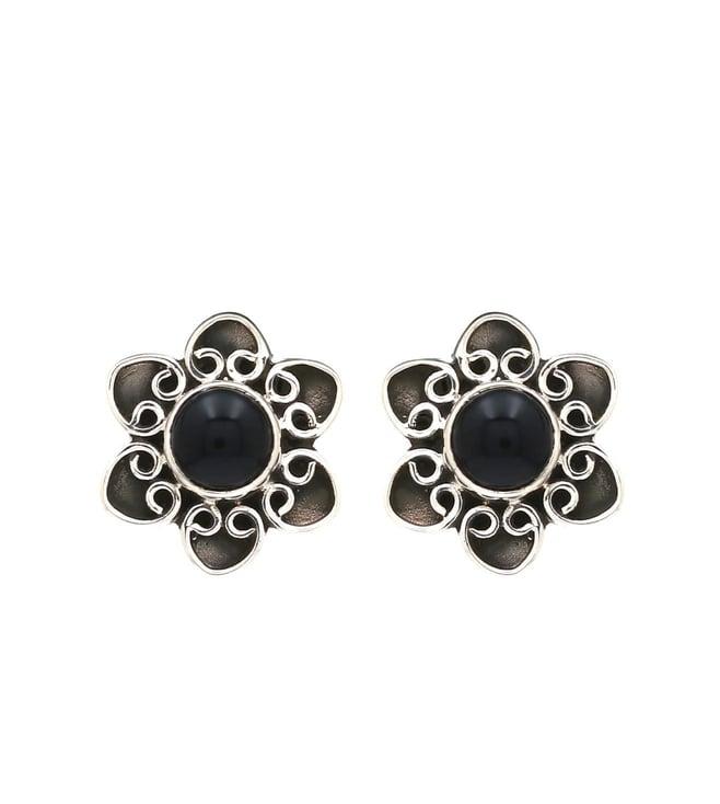 v and a jewels sterling silver earring in black onyx