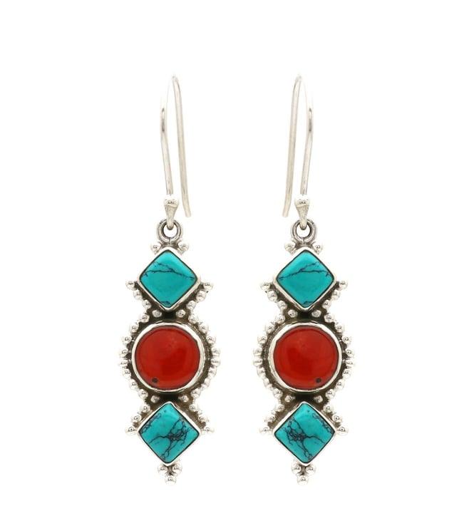 v and a jewels sterling silver earring in turquoise and coral