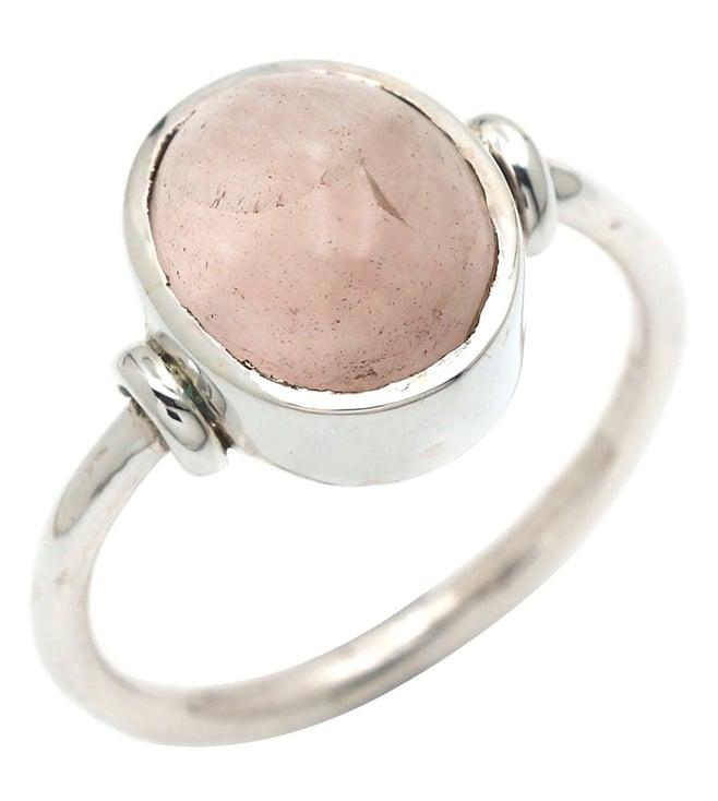 v and a jewels stone jewellery classic ring in rose quartz gemstone