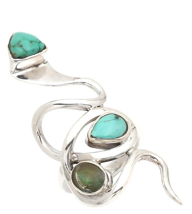 v and a jewels stone jewellery snake ring in turquoise gemstone