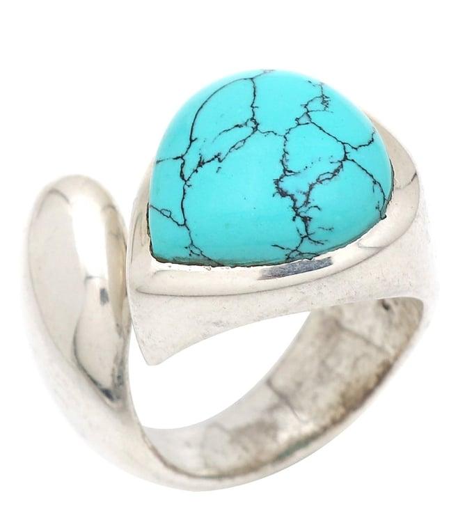 v and a jewels stone jewellery twisted love ring in turquoise gemstone