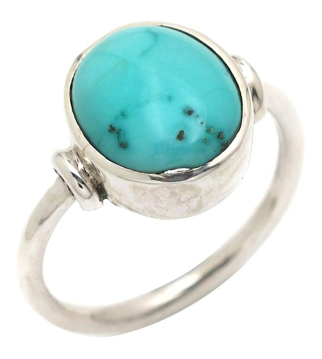 v and j jewels stone jewellery classic ring in turquoise gemstone