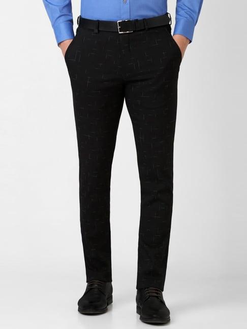 v dot black skinny fit printed trousers