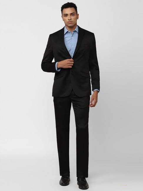 v dot black slim fit two piece suit