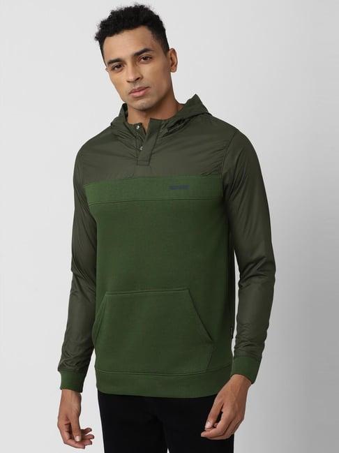 v dot green slim fit hooded sweatshirt