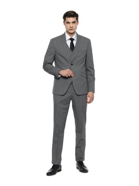 v dot grey skinny fit checks three piece suit