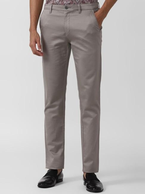 v dot grey slim fit trousers