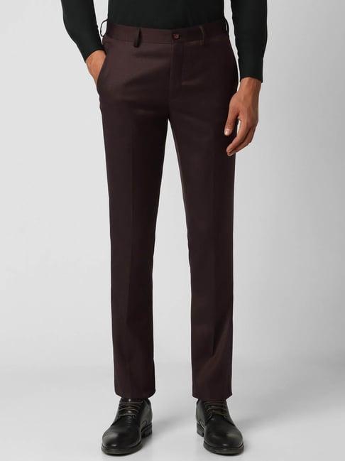 v dot maroon skinny fit trousers