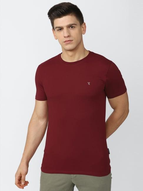 v dot maroon slim fit t-shirt