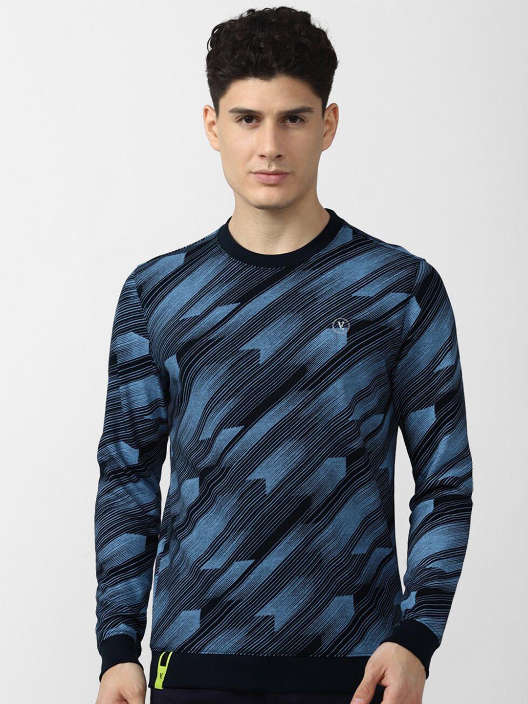 v dot men blue printed sweatshirt