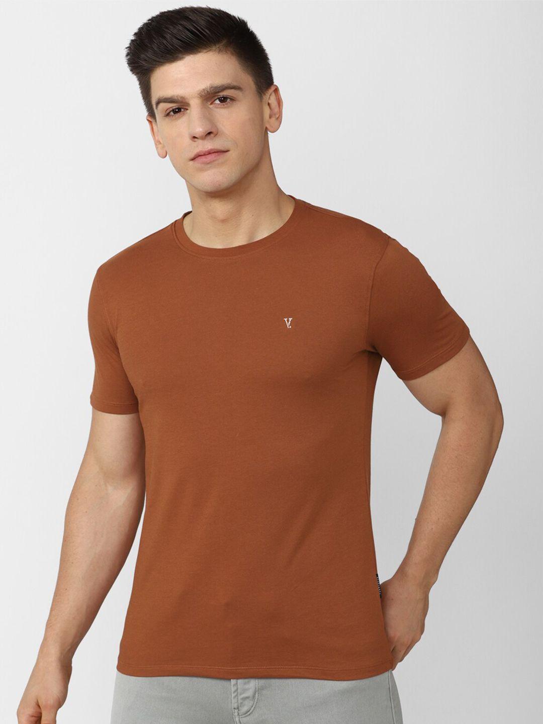 v dot men brown slim fit t-shirt