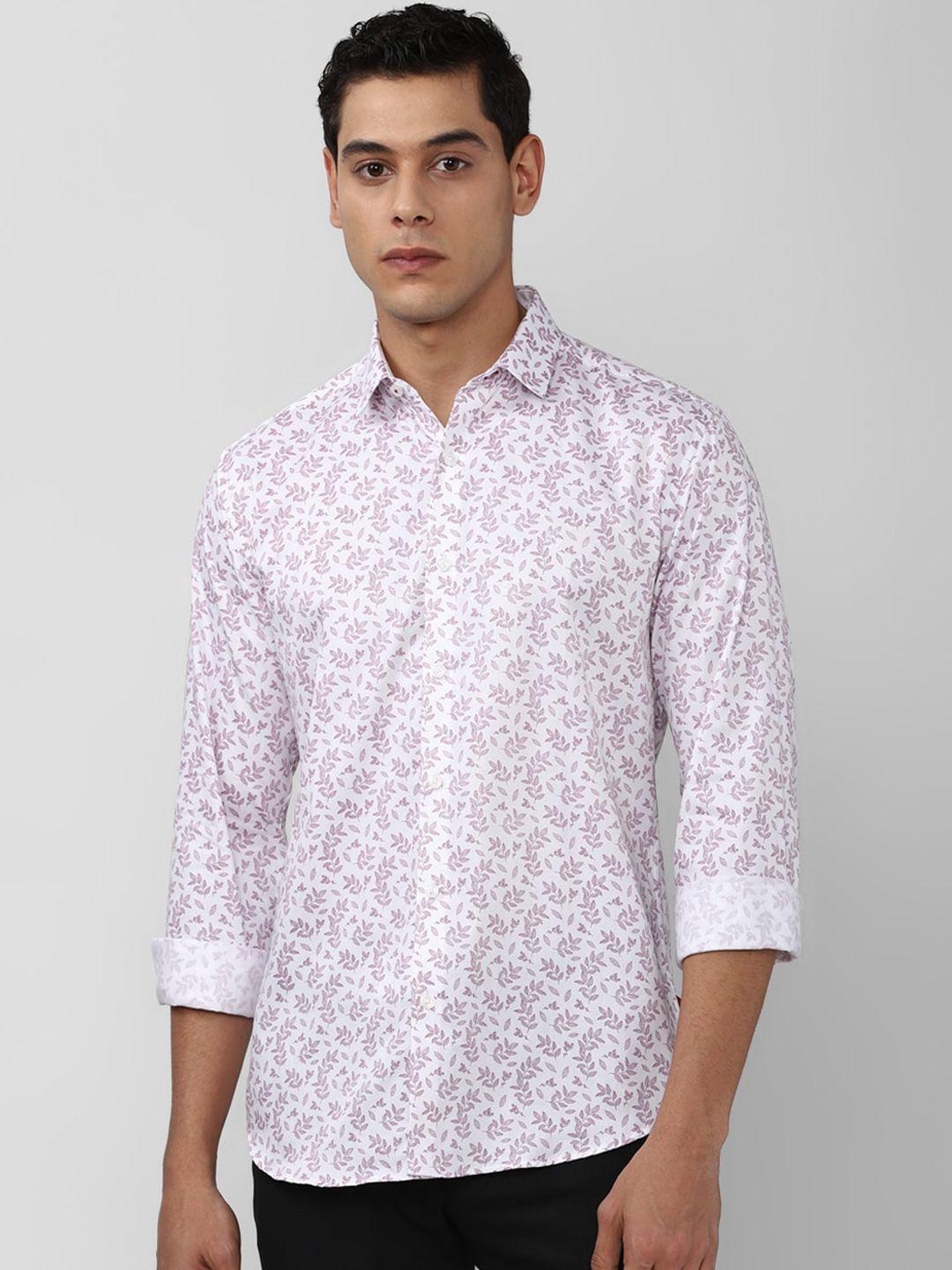 v dot men purple slim fit floral printed casual shirt