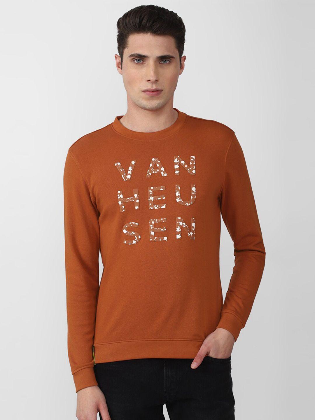 v dot men rust printed cotton sweatshirt