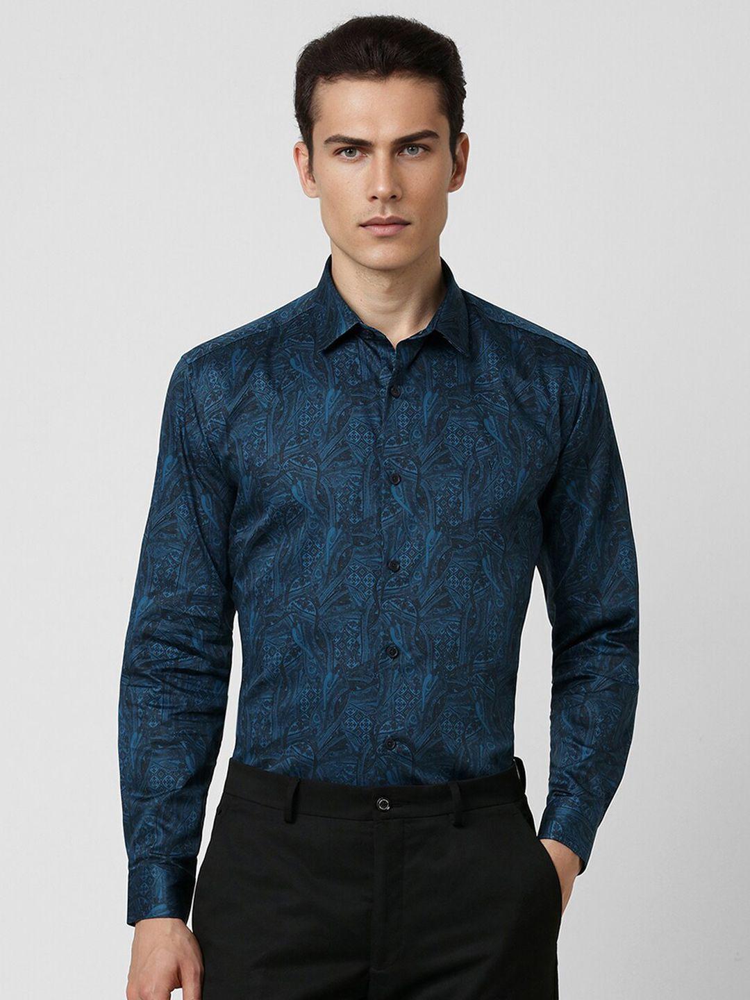 v dot men slim fit floral opaque printed party shirt