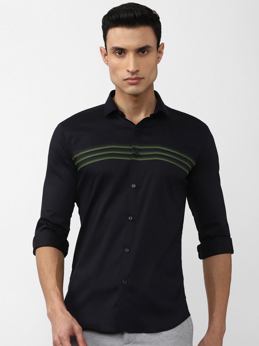 v dot men slim fit horizontal striped casual cotton shirt