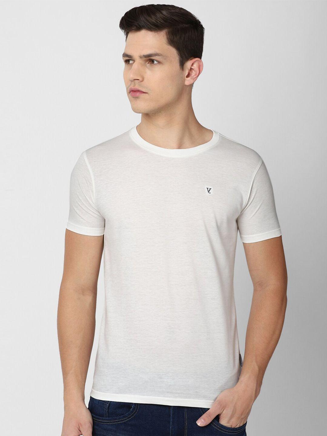 v dot men white slim fit t-shirt