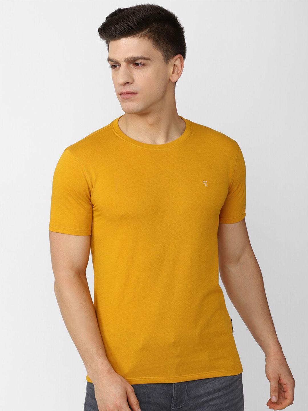 v dot men yellow slim fit t-shirt