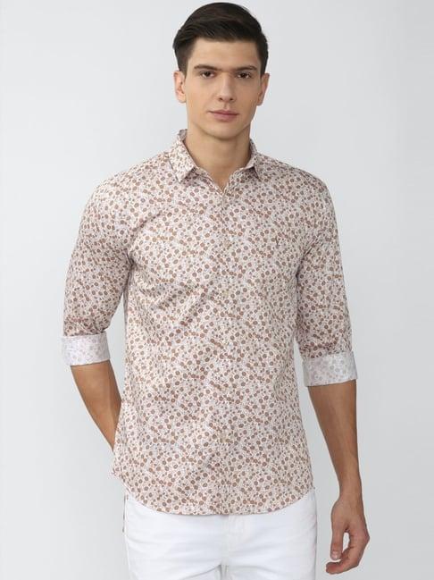 v dot multi cotton slim fit printed shirt