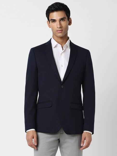 v dot navy blue skinny fit blazer