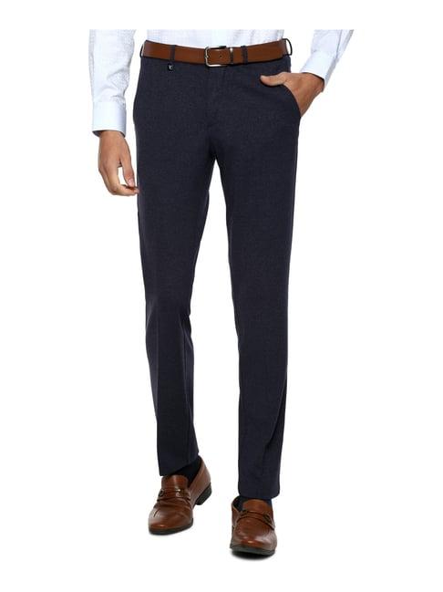 v dot navy skinny fit flat front trousers