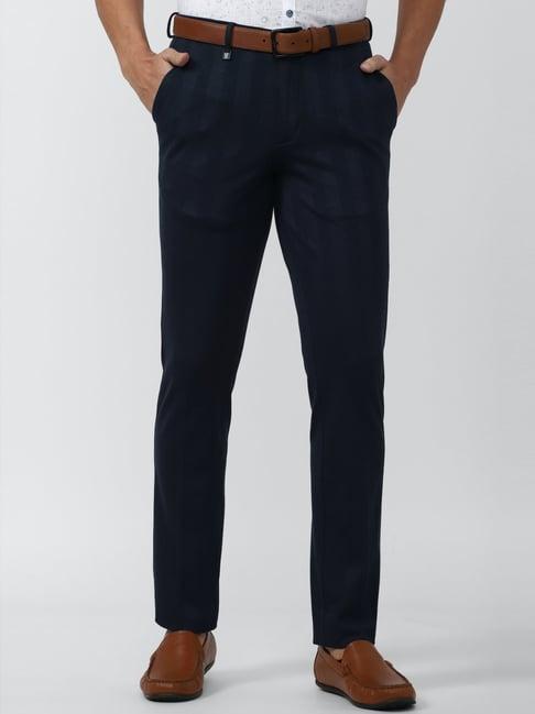 v dot navy skinny striped trousers