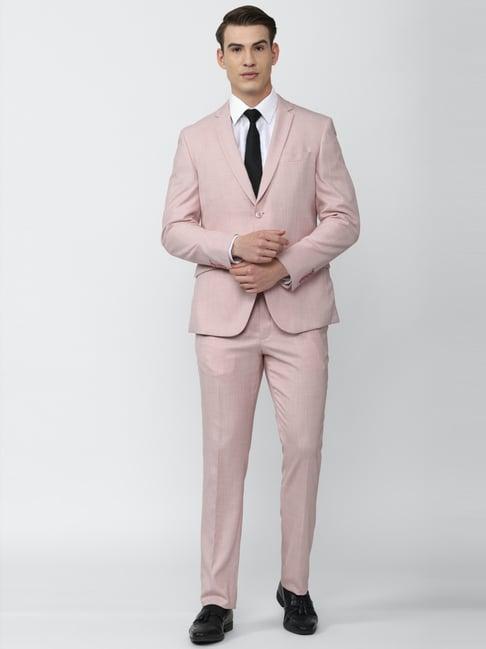 v dot pink skinny fit two piece suit