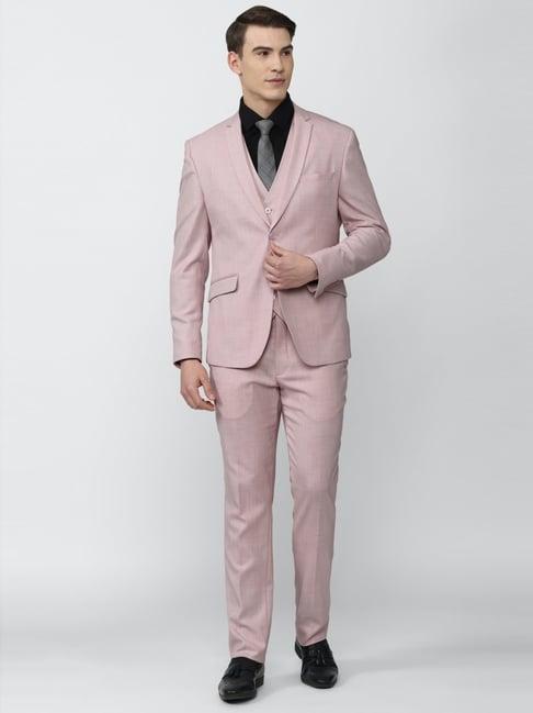 v dot purple skinny fit three piece suit