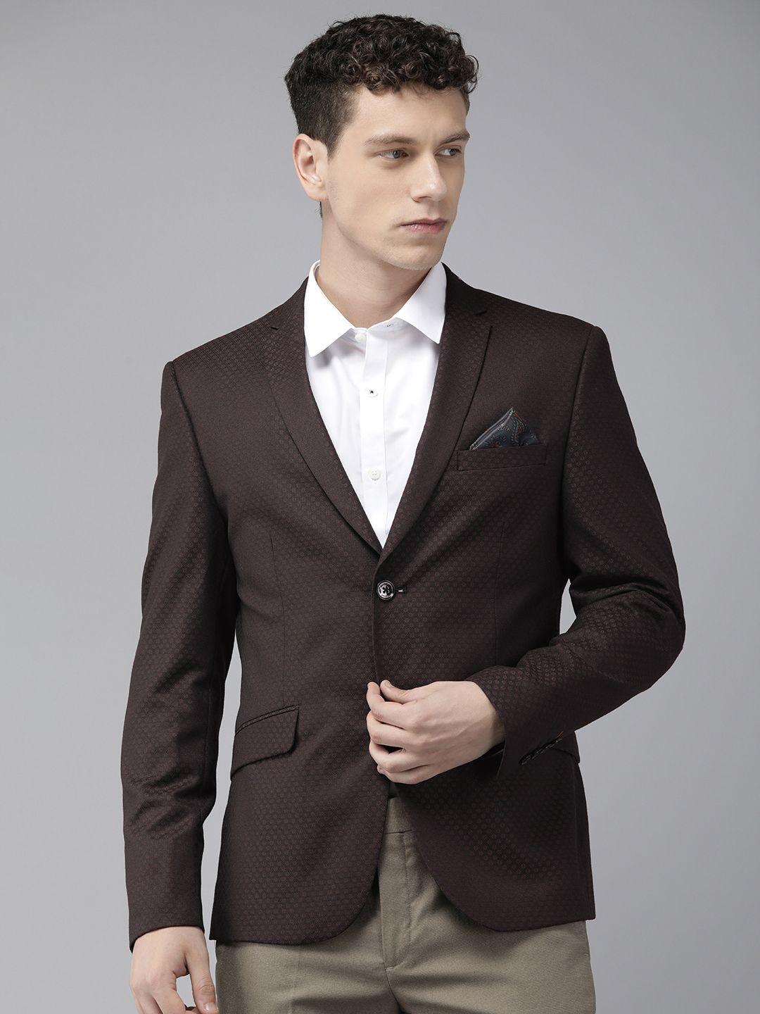 v dot self design skinny fit single-breasted formal blazers