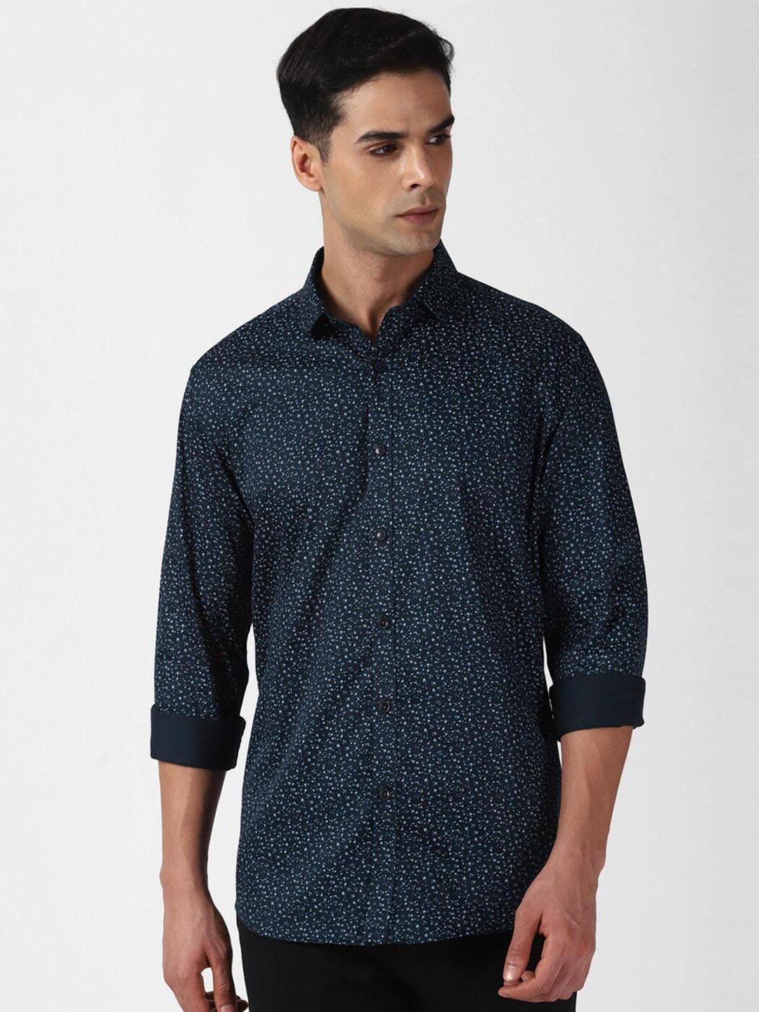 v dot slim fit abstract printed pure cotton casual shirt
