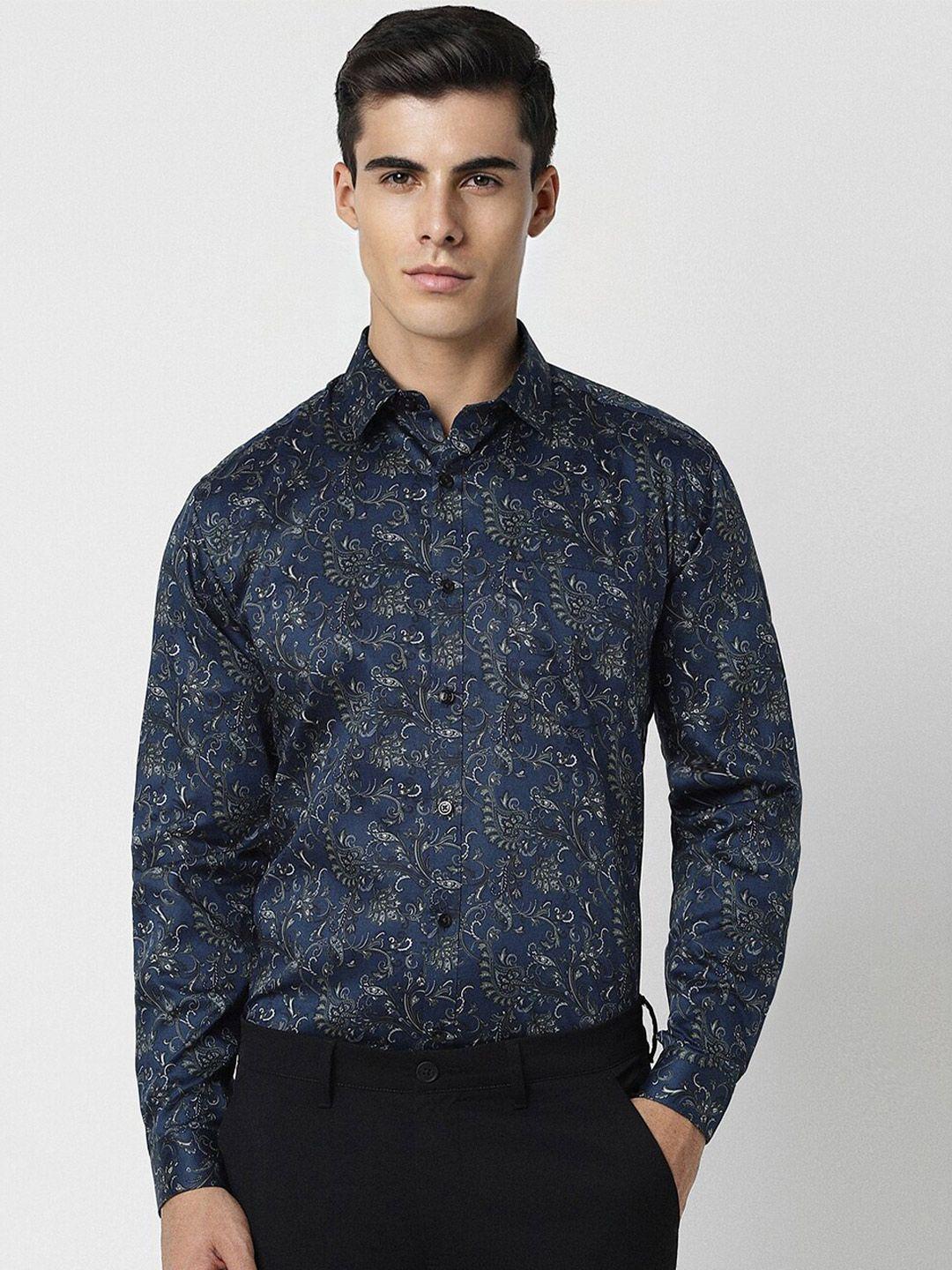 v dot slim fit ethnic motif printed casual shirt