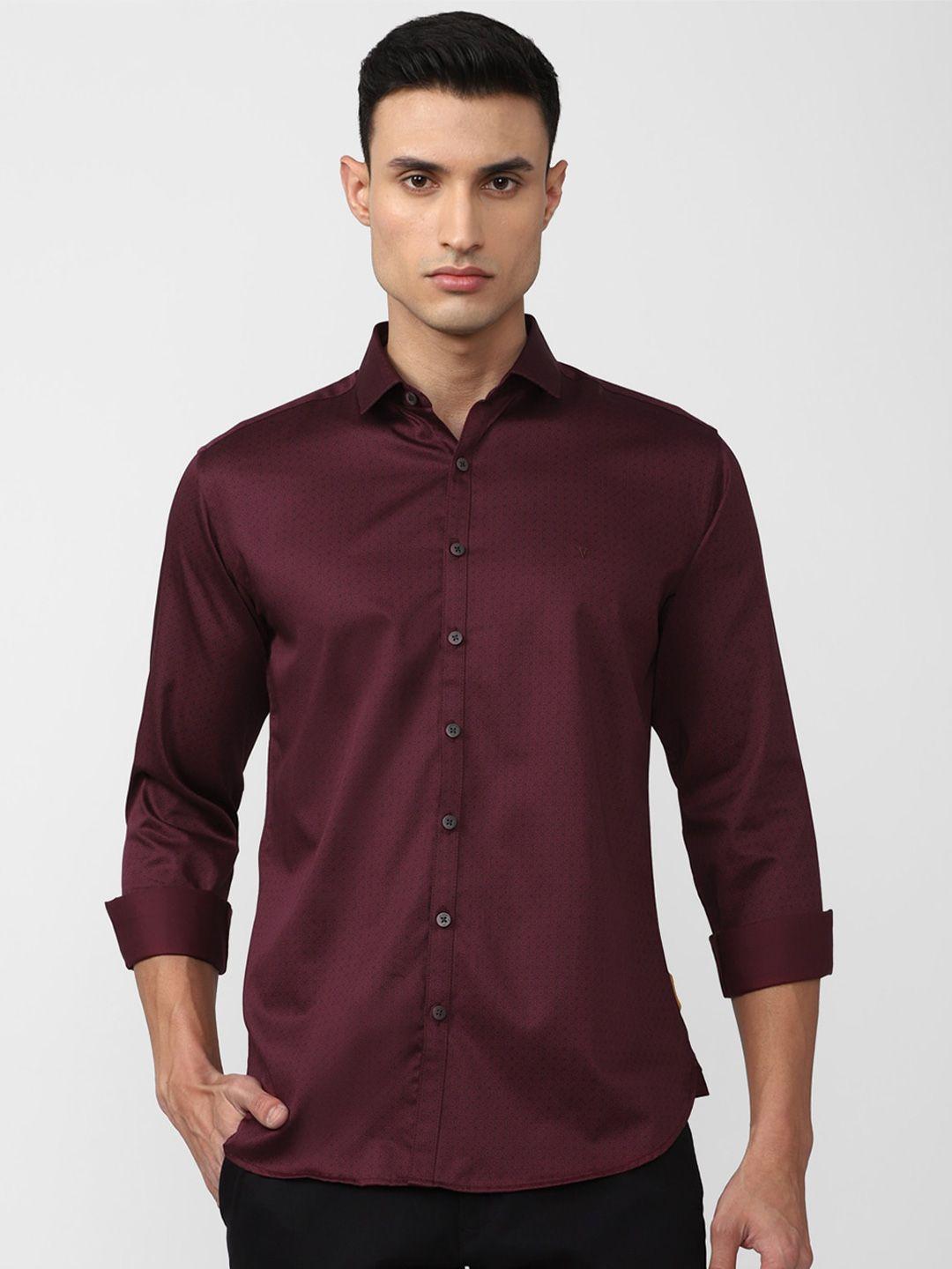 v dot slim fit spread collar opaque casual cotton shirt