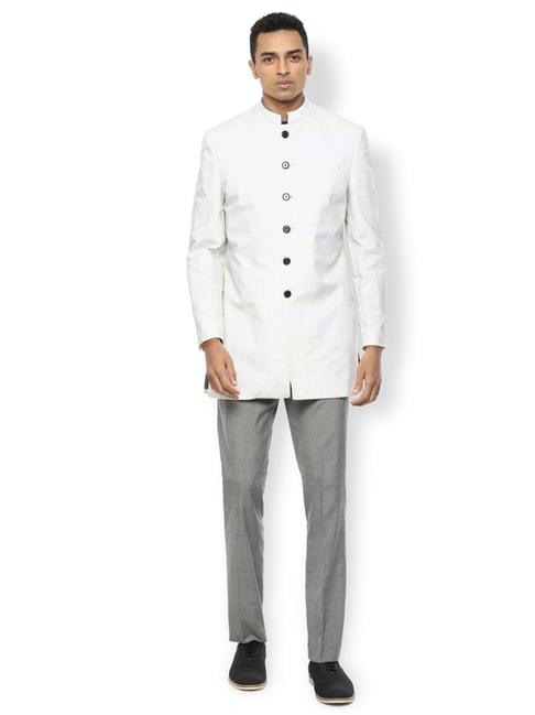 v dot white skinny printed two piece suits