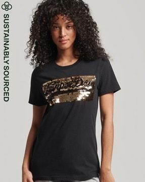 v logo star sequin crew-neck t-shirt