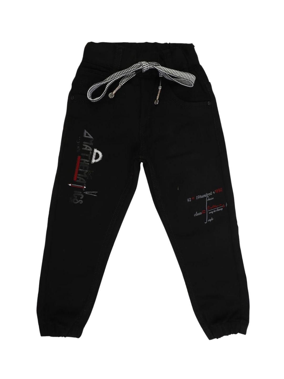 v-mart boys black printed cotton jogger jeans