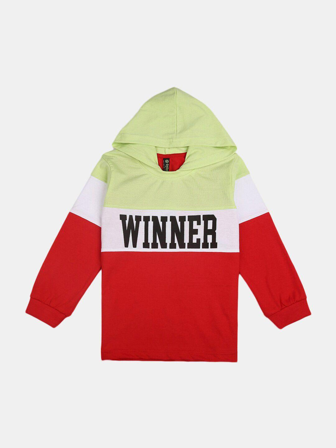 v-mart boys green & red colourblocked pure cotton t-shirt with joggers