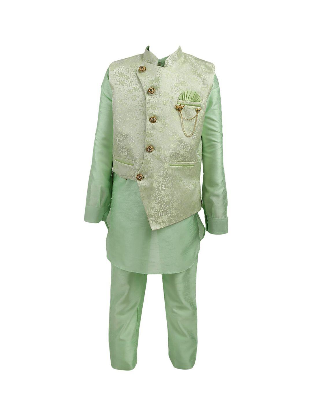 v-mart boys green self-design sherwani set
